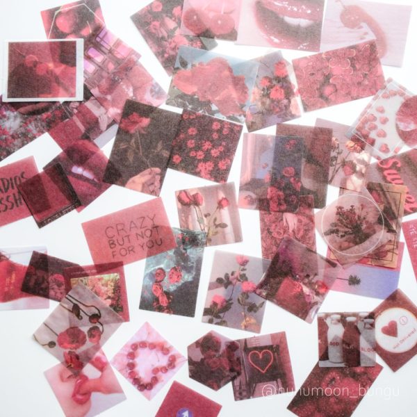 コラージュ素材 フレークシールset 100枚 red [AR413] | 海外紙